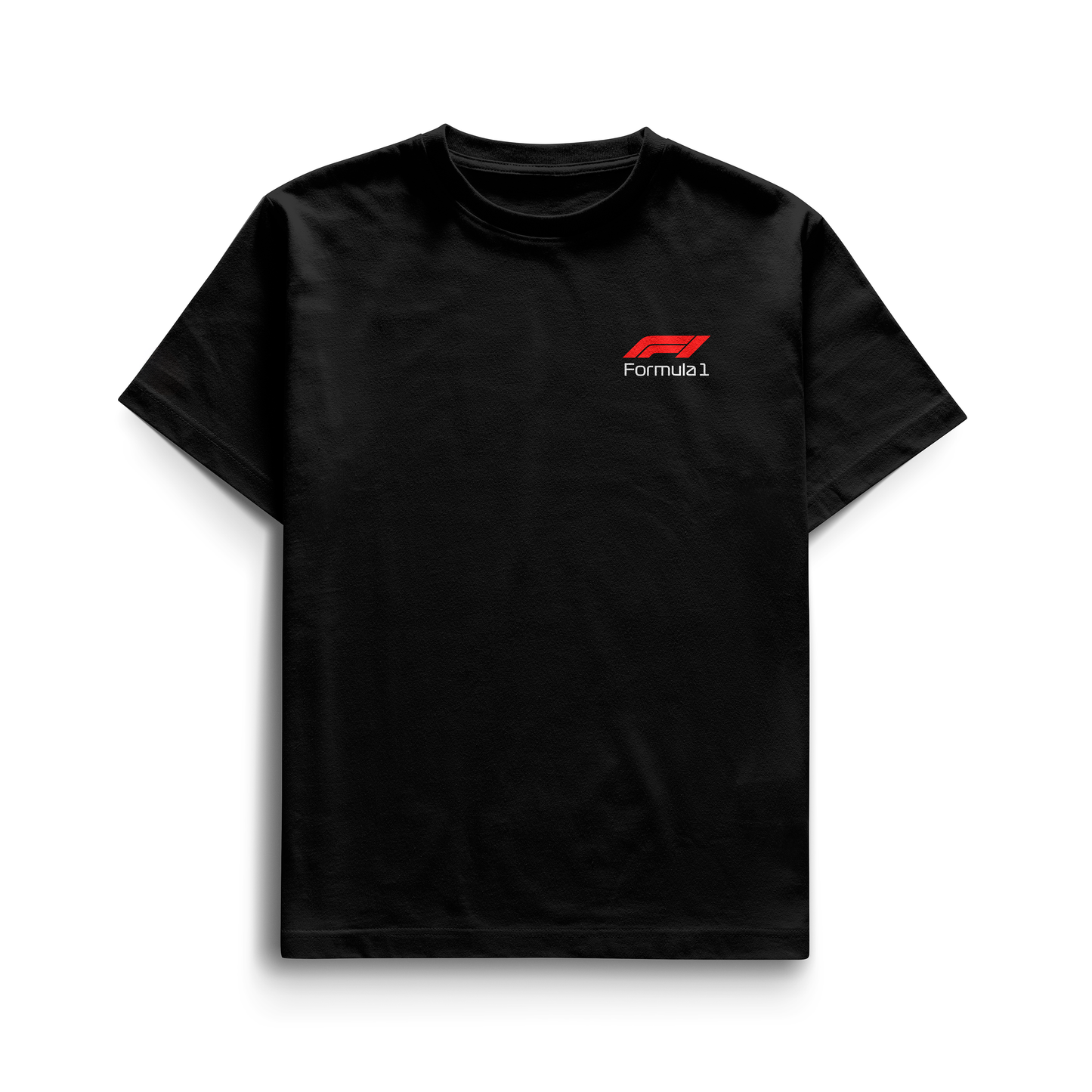 Black and white T-shirts featuring Max Verstappen celebrating in his Red Bull RB20 Formula 1 car with “Verstappen” text and detailed race-inspired design.